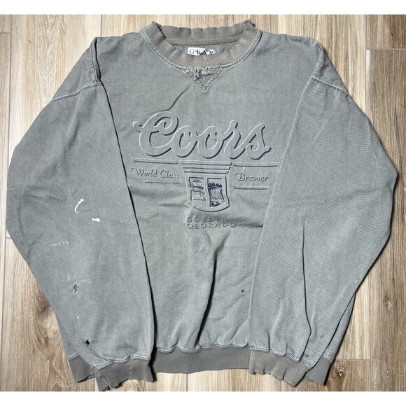Y2K Gear for Sports “Coors World Class Brewer”Distressed Sweatshirt - Size XL - Picture 1 of 16